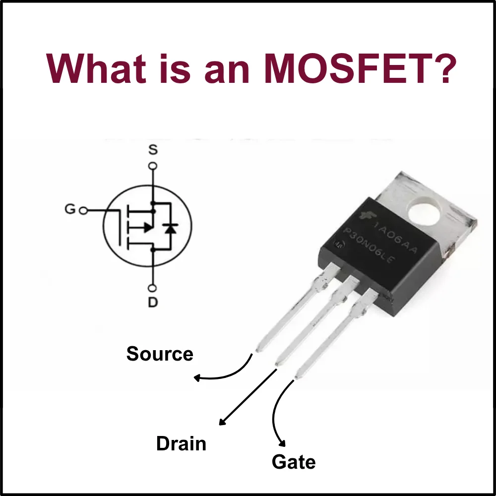 MOSFET with Gate and Drain labeled clearly
