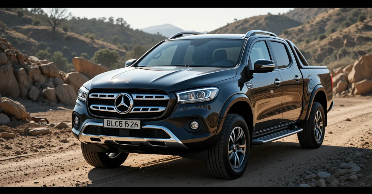 Mercedes-Benz X-Class luxury pickup truck blending rugged design with premium features on a scenic road.