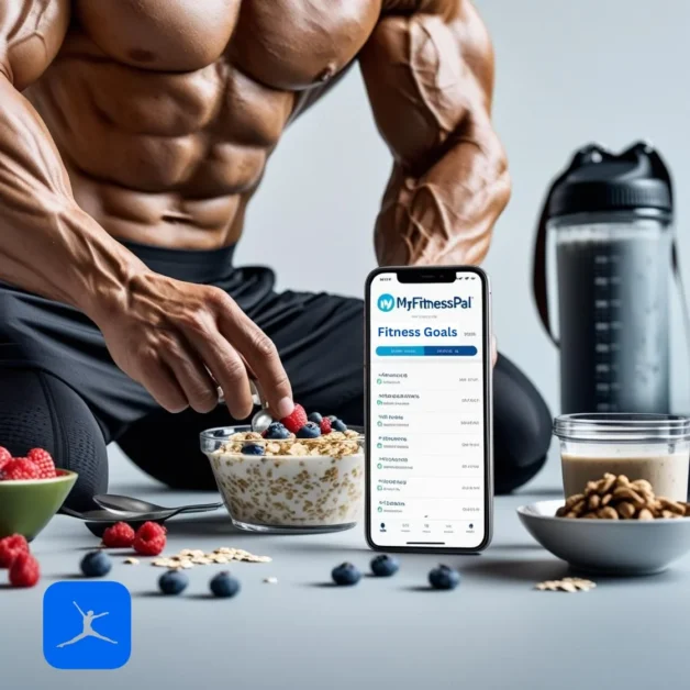 Active person using fitness app to track food and goals