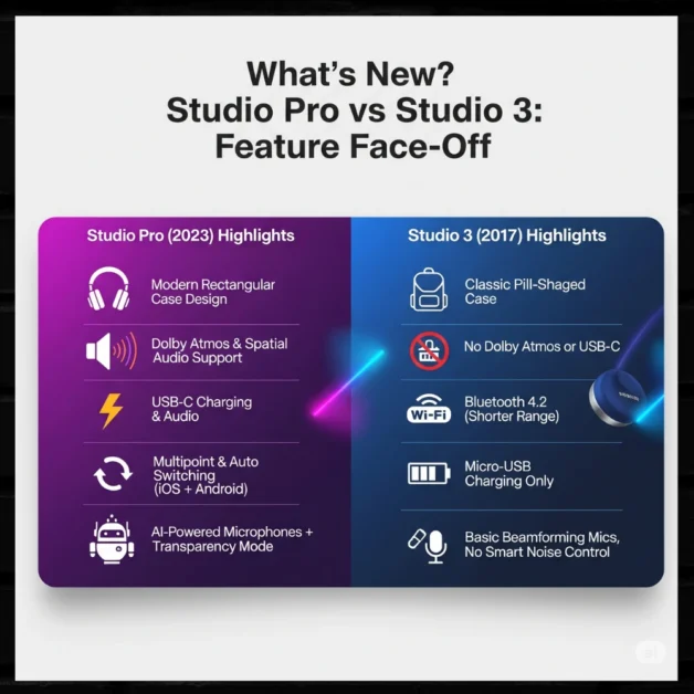 Colorful Beats Studio Pro vs 3 new features comparison