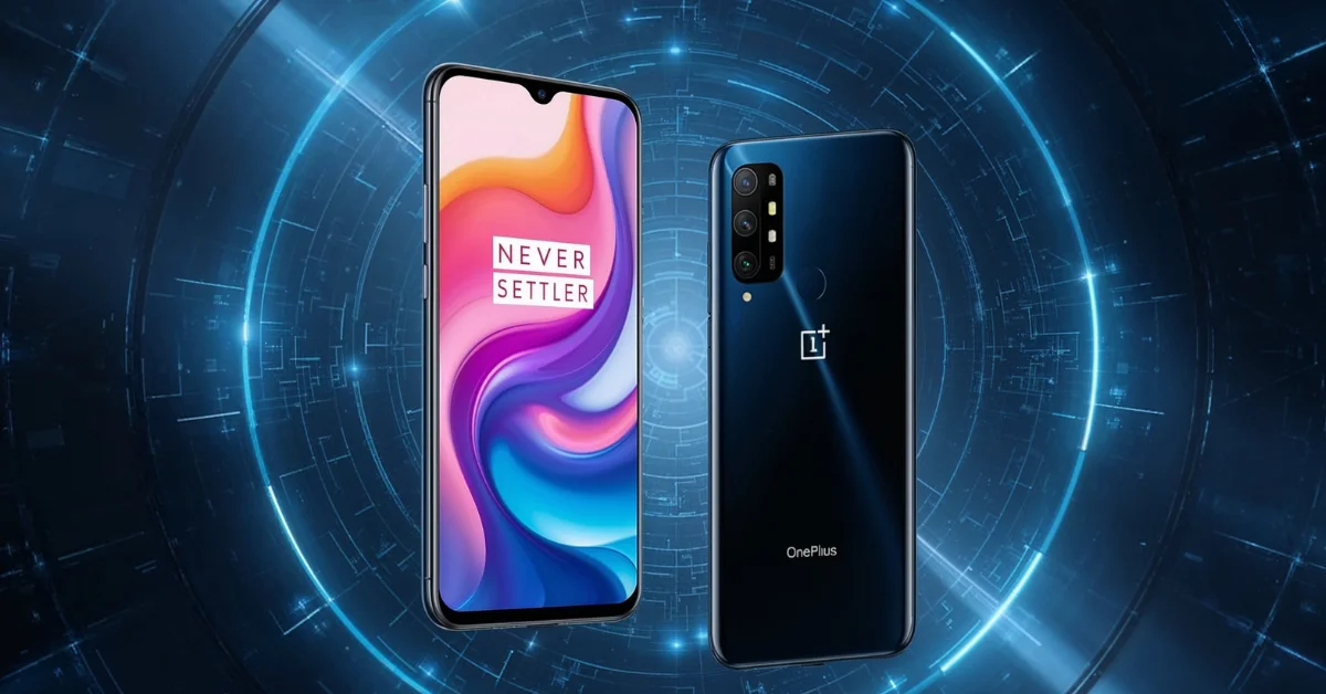OnePlus Nord 5 shown with vibrant display, sleek design, and advanced cameras part of the July 8 launch with flagship specs under ₹35K.