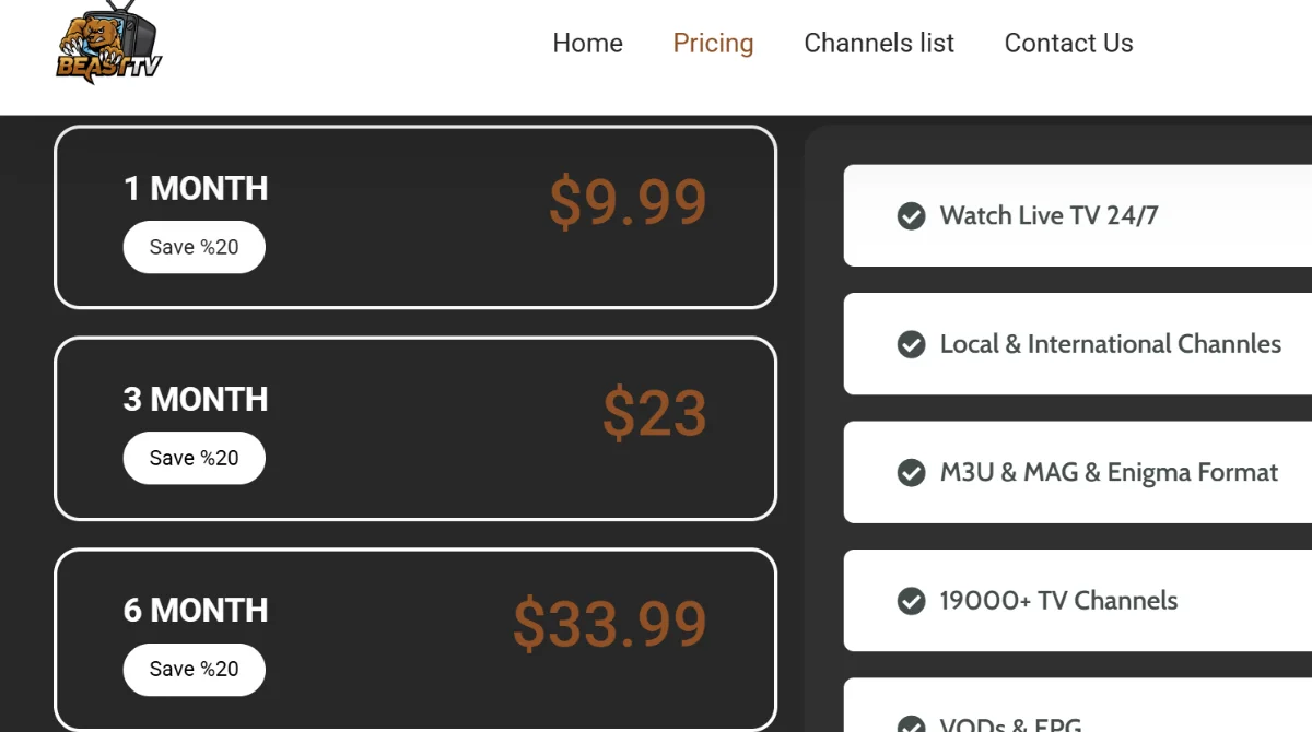 Pricing Plans of TV IPTV