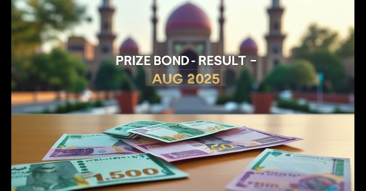 Rs 1,500 prize bond result August 2025 with Pakistani currency notes.