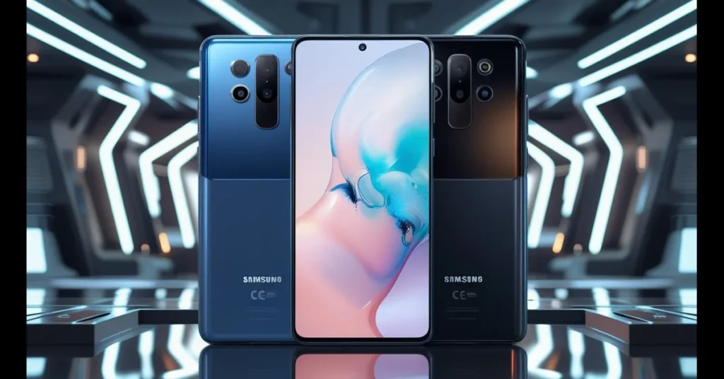 Concept render of Samsung Galaxy S25 FE Specs Leak featuring a 6.7-inch AMOLED display and triple rear camera in Icy Blue and Jet Black colors