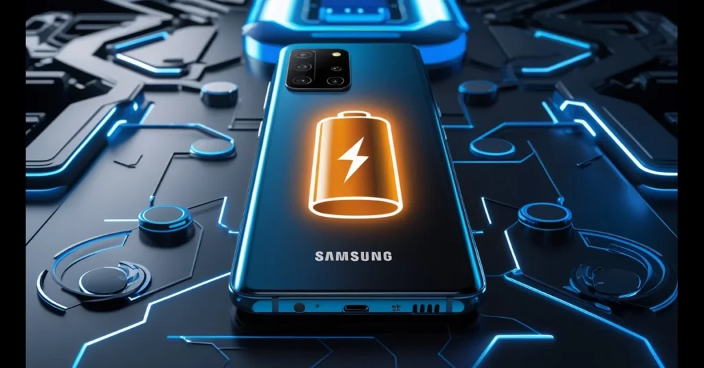Samsung Galaxy S26 Pro battery upgrade concept showing enhanced 4300mAh power capacity with futuristic design elements.