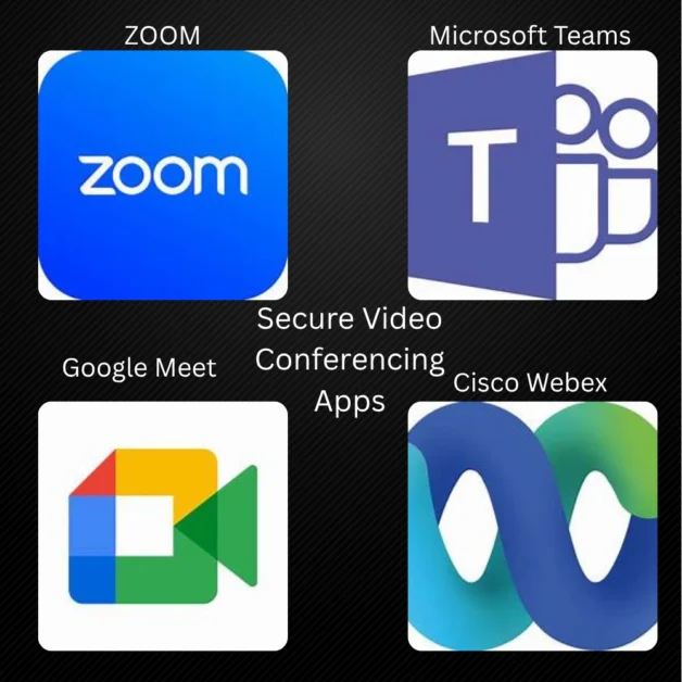 Secure Video Conferencing Apps ike zoom , meet, etc