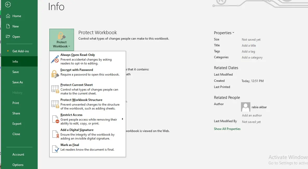 Setting a Password to Excel Sheet