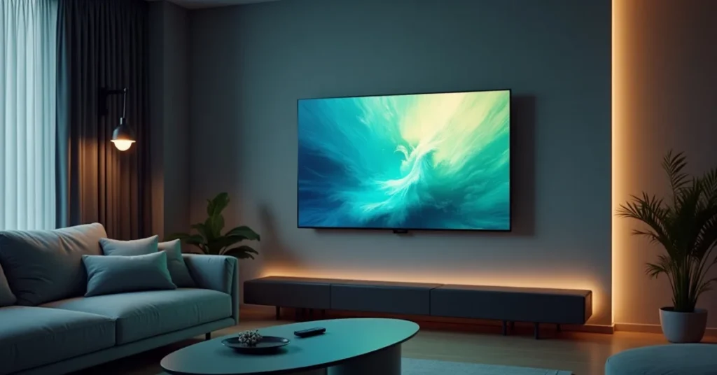 Sky Glass Air 4K Smart TV with slim design, vivid display, wall-mounted in a modern room, starting at £6/month.