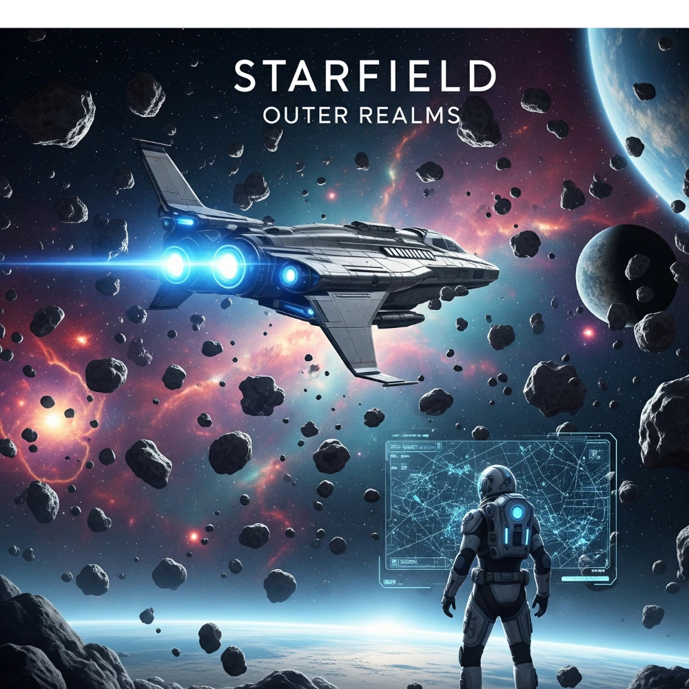 Astronaut explores distant galaxy near alien planets