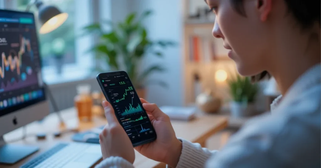 Young investor using zero-fee trading app