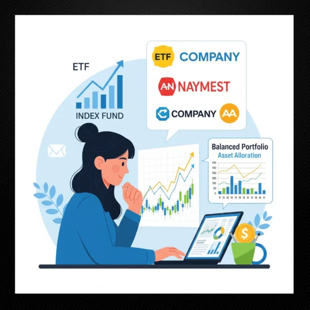 Investor checking ETFs and index funds on a chart