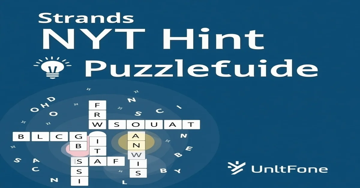 NYT Strands puzzle hint with partial word grid and title.