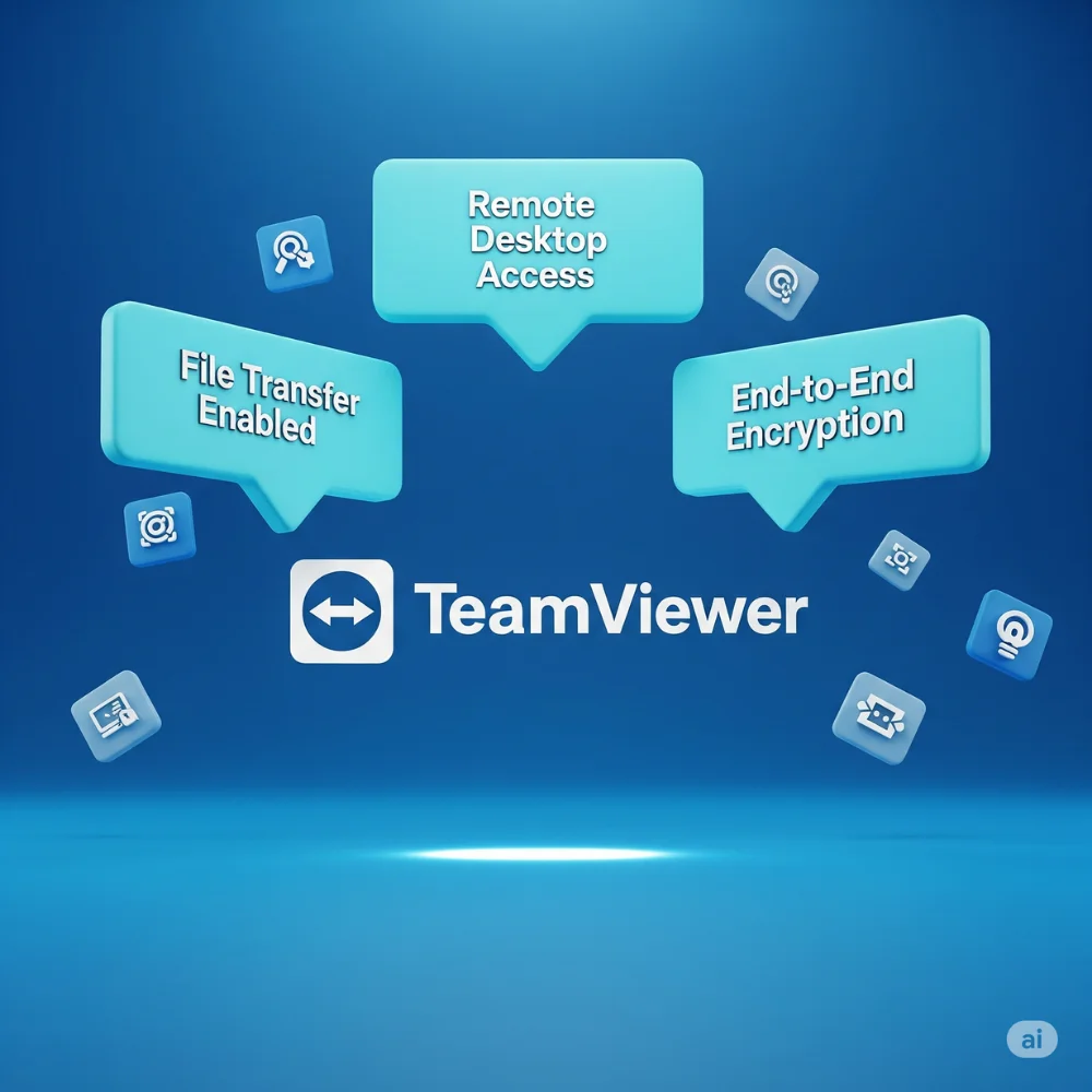 TeamViewer logo with secure access bubbles