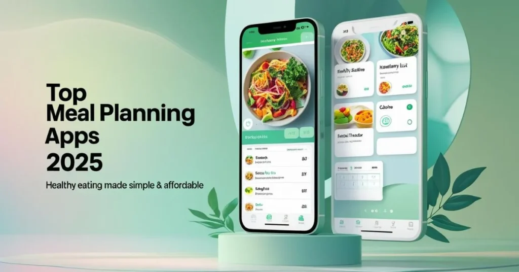Meal planning apps 2025 on smartphone screens.