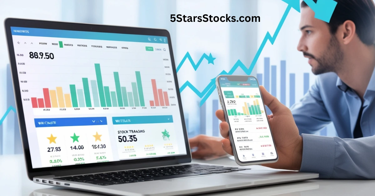 Real-time stock tracking dashboard on laptop and phone
