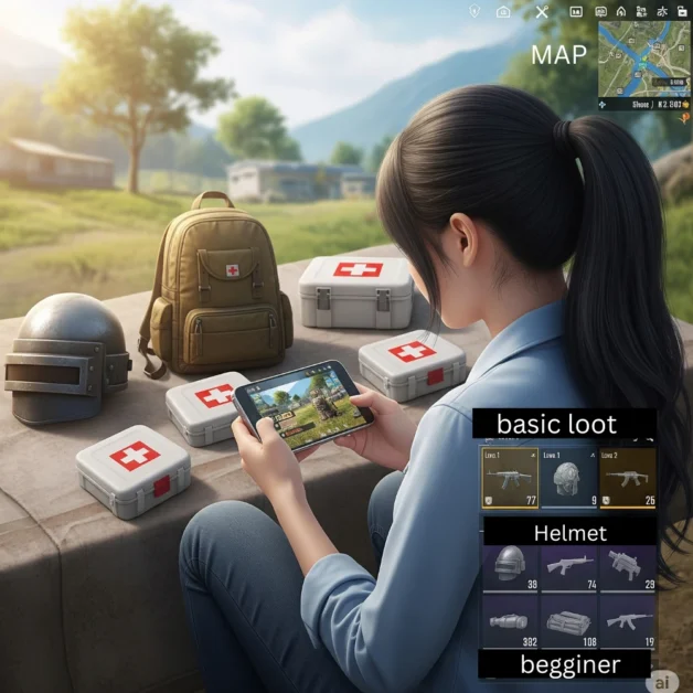 BGMI player learning map and looting basics