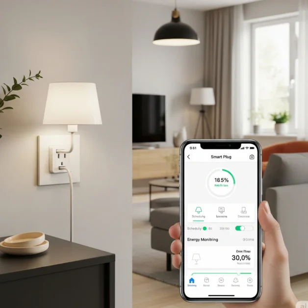 Smart plug in use with app control in living room