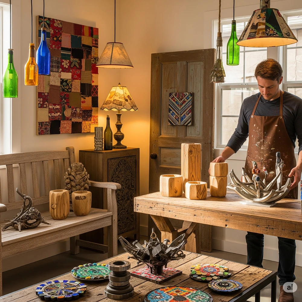 Upcycled home products crafted from reused, eco-safe materials