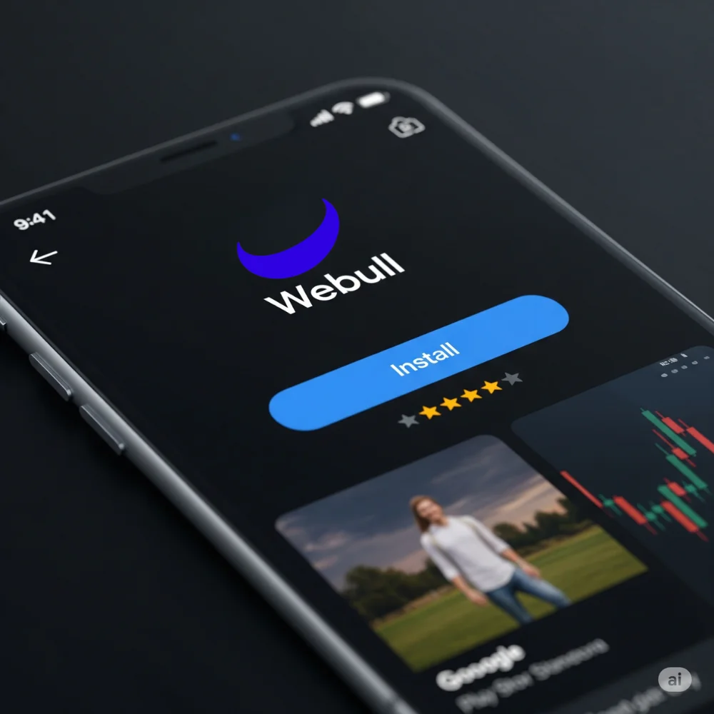 Webull logo inside Google Play listing
