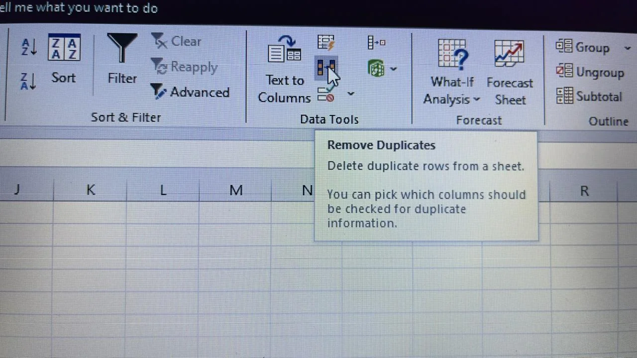 Removing Duplicates in Excel Step 3