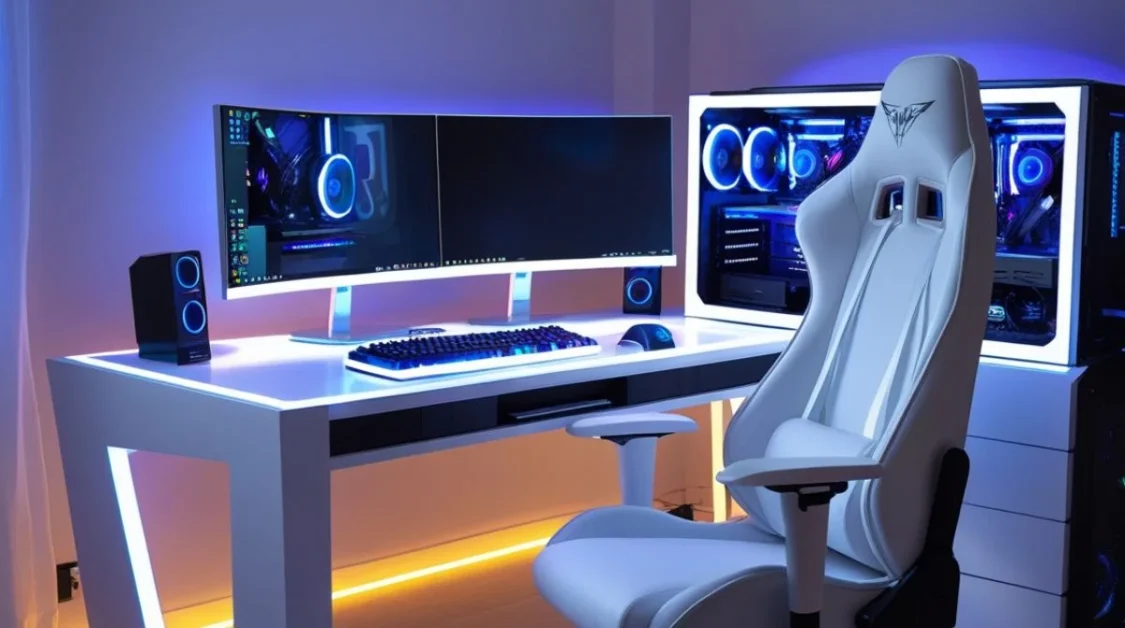 White Futuristic Engineering Gaming Setup Guide