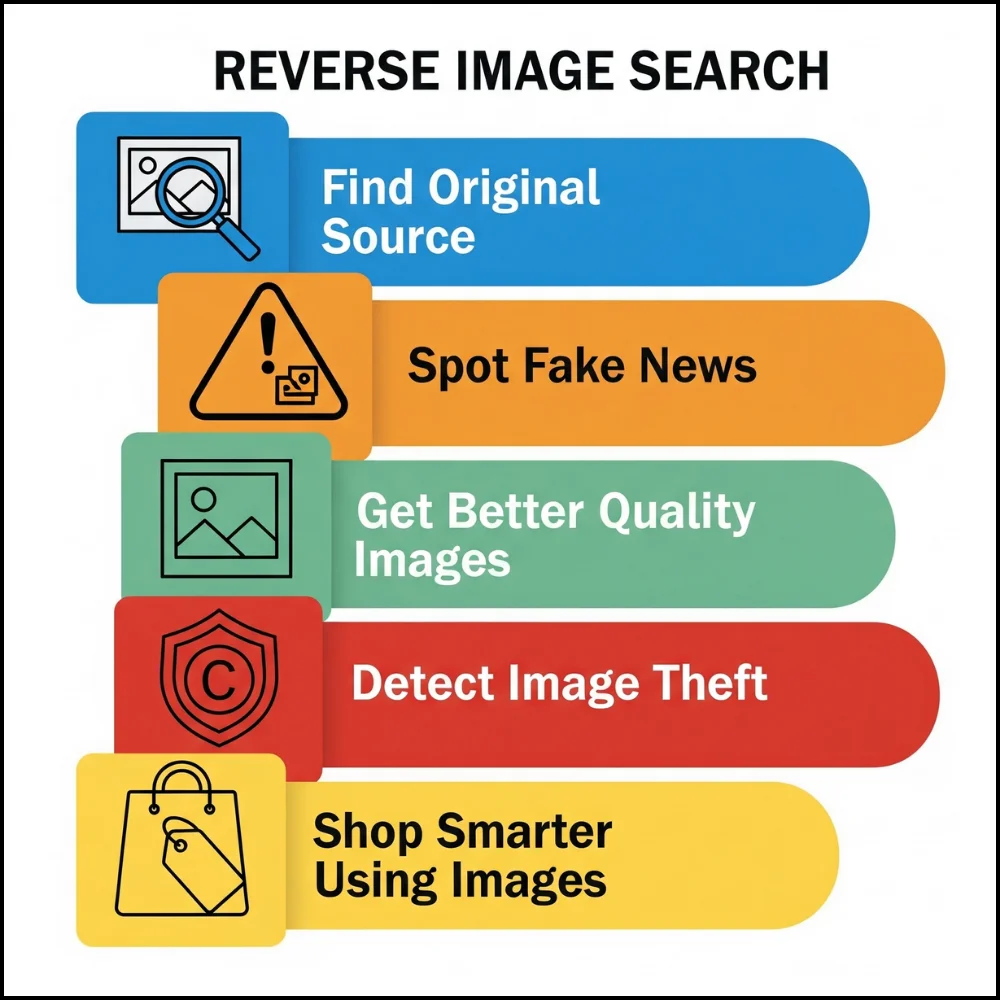 Infographic on five uses of image search