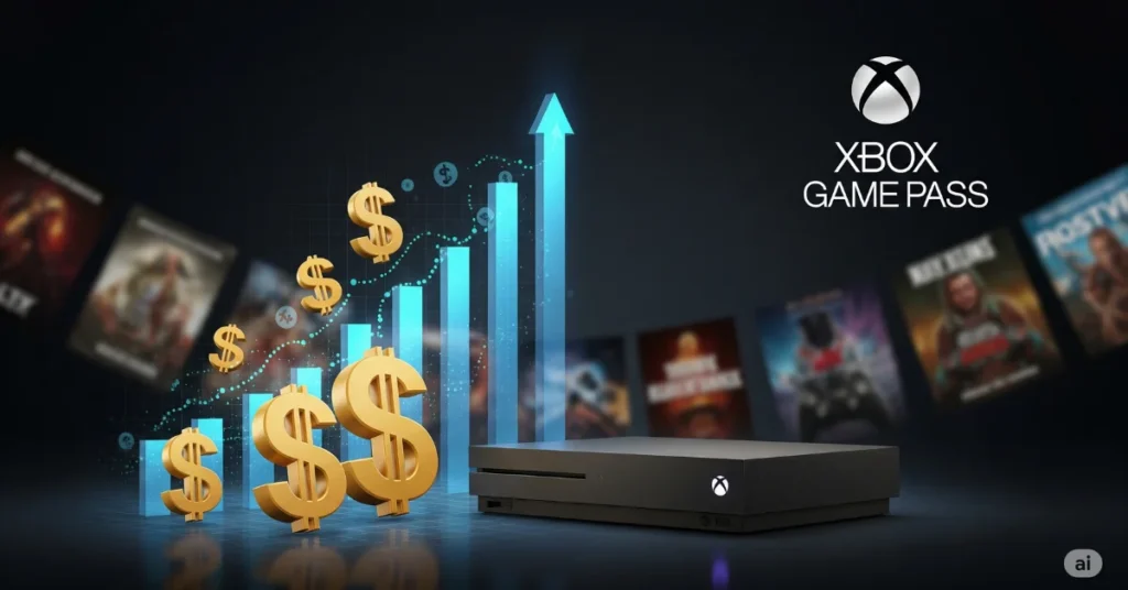 Xbox Game Pass revenue growth with game art