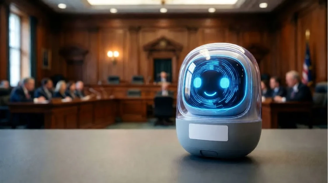 AI-powered children’s toy shown in a regulatory setting representing California’s proposed AI toys ban