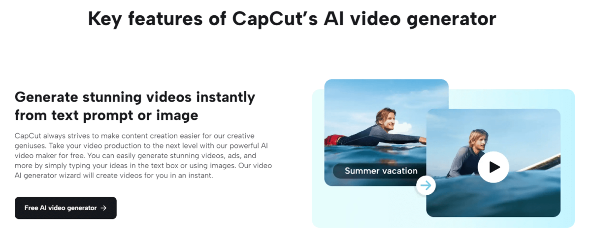 CapCut's AI video generator