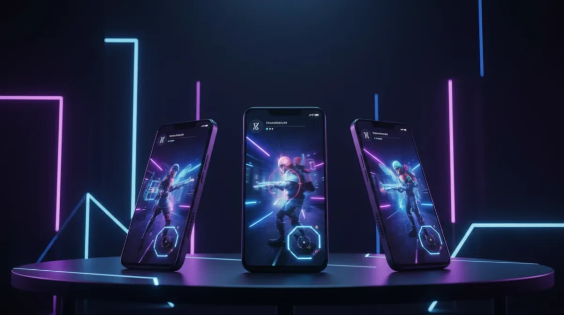 Best gaming phones in 2026 including ASUS ROG Phone 10 Ultimate, Samsung Galaxy S26 Ultra, POCO F8 Pro and RedMagic 11 Pro displayed on a dark surface with RGB lighting