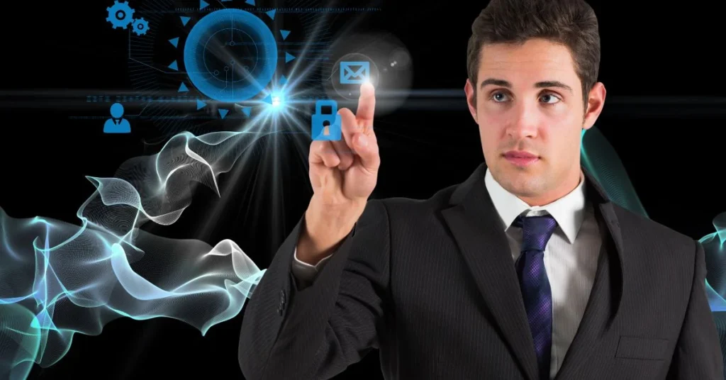 businesman technological scene