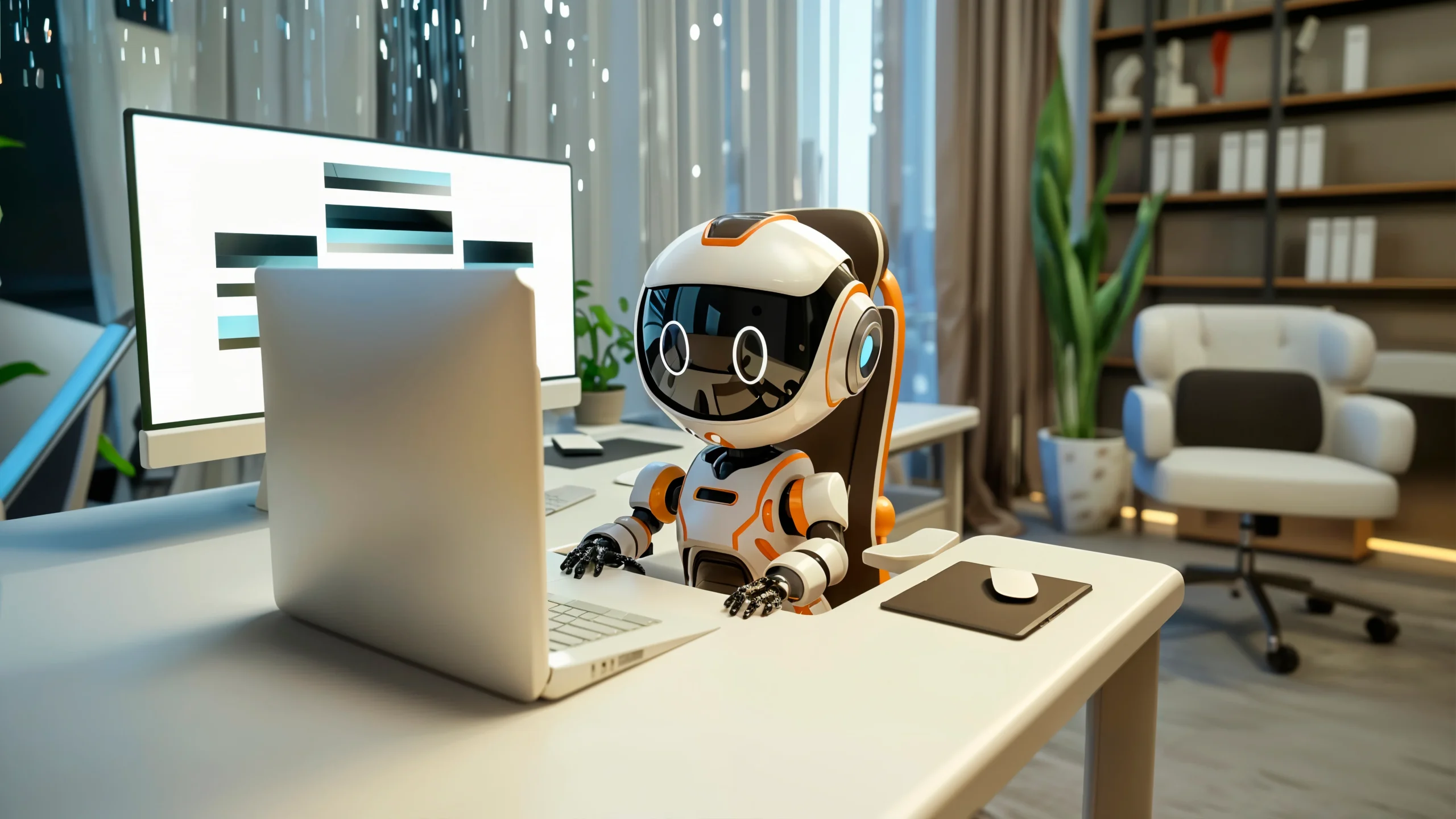 cartoon ai robot-character scene scaled