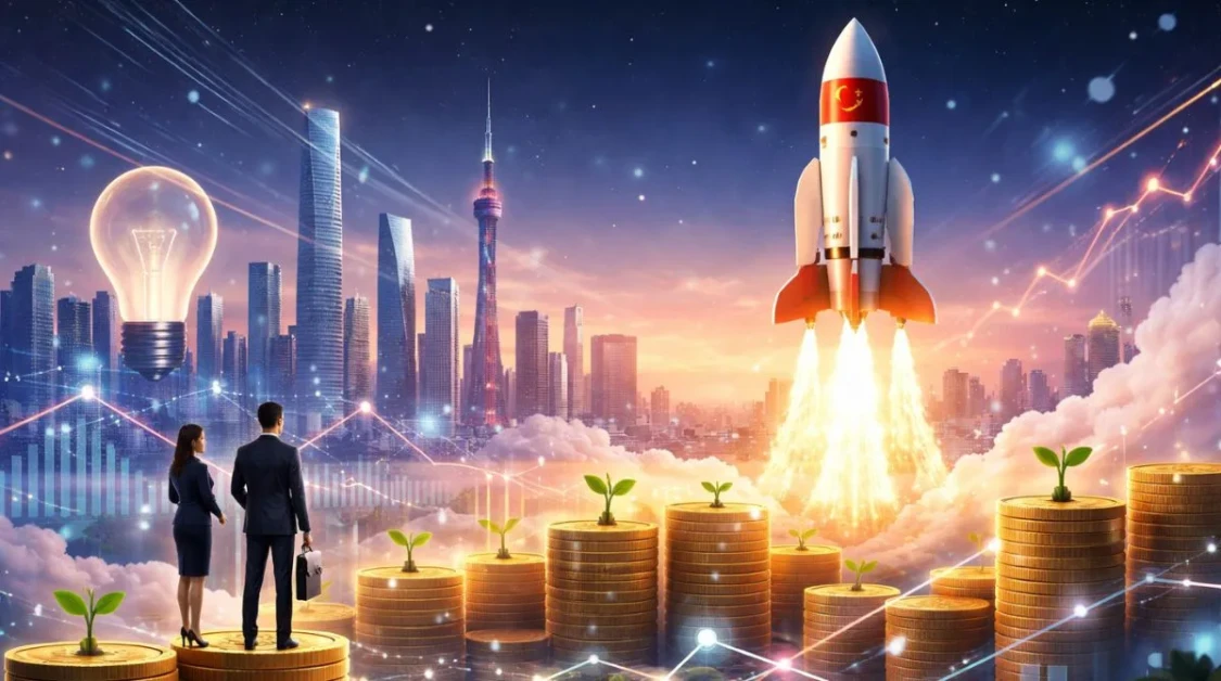 Futuristic cityscape in China symbolizing government-backed venture capital investment and innovation growth