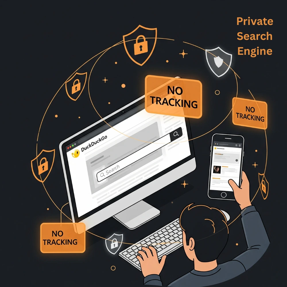 Private search on DuckDuckGo with no tracking visuals