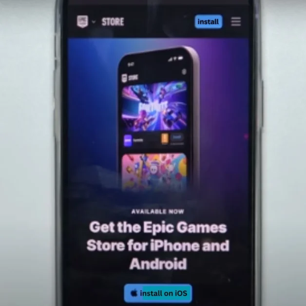 Epic Games Store install screen on iPhone showing iOS and Android options