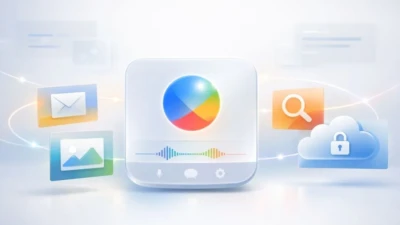 Illustration showing Google Gemini AI using personal app data for opt-in personalized responses with privacy-focused design