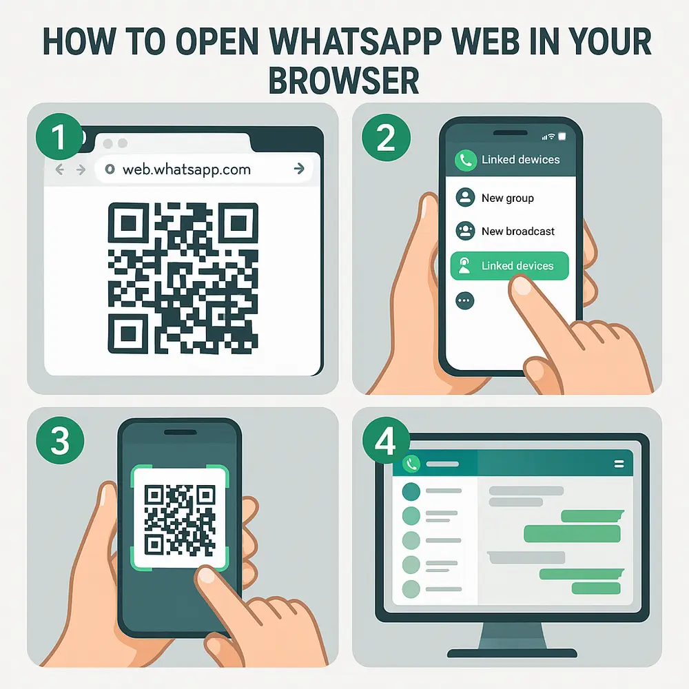 mention steps how to open whatsapp in web browser