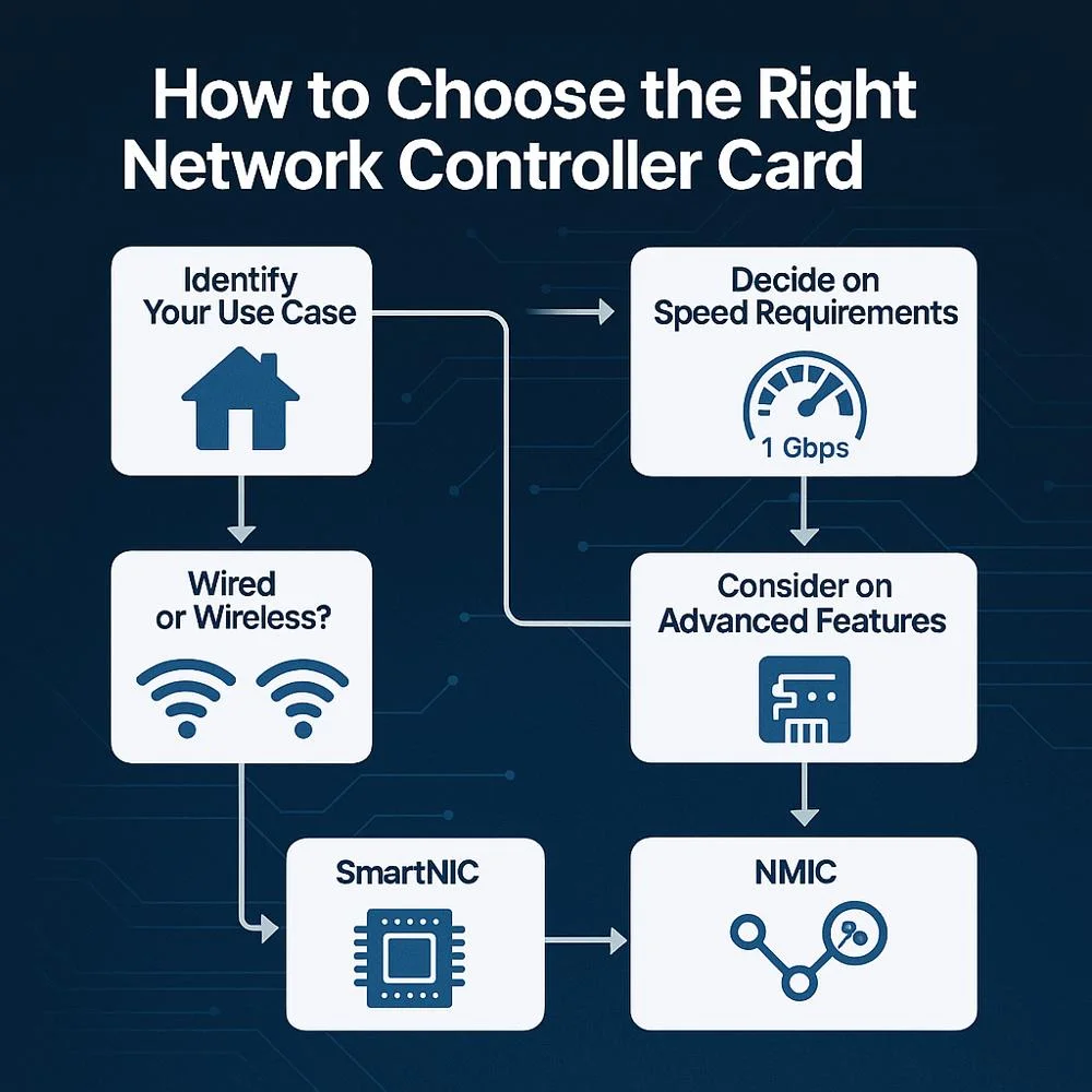 Infographic showing how to choose the right network controller card.