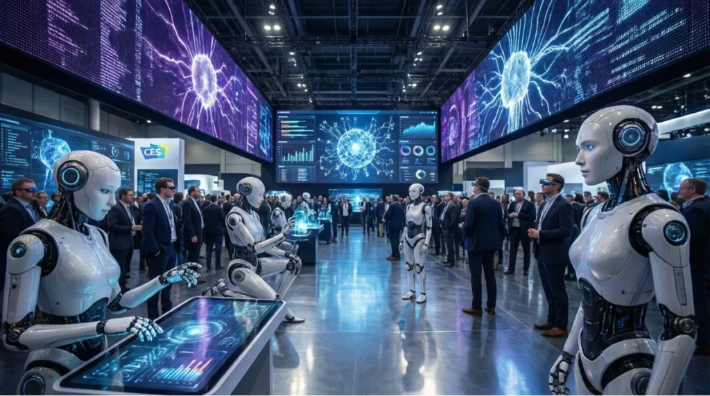 Humanoid robots demonstrate physical AI capabilities at CES 2026, highlighting real-world interaction, robotics intelligence, and the future of AI-powered machines.