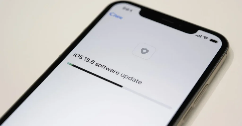 iPhone showing iOS 18.6 update