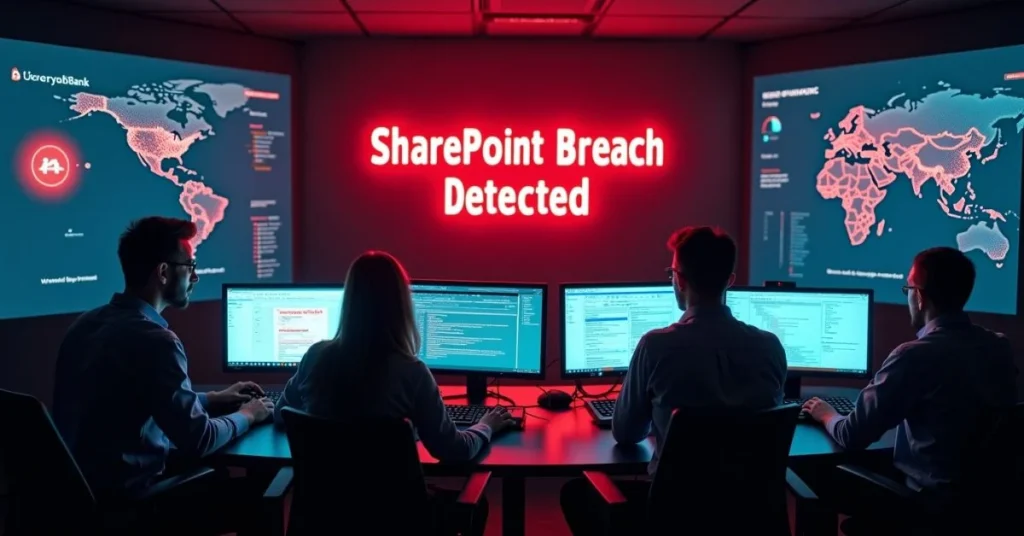 Cybersecurity team applying Microsoft SharePoint patch after major zero-day exploit.