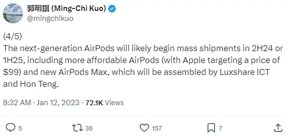 Ming-Chi Kuo and Jeff Pu both forecast on the global shipments of new AirPods Max