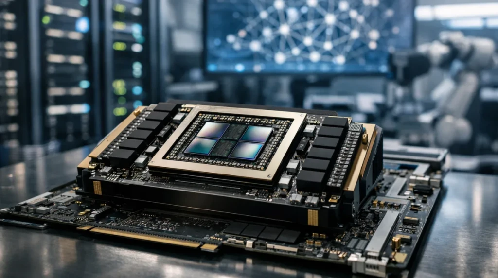 Nvidia Blackwell Ultra AI accelerator mounted on advanced server board inside modern data center environment