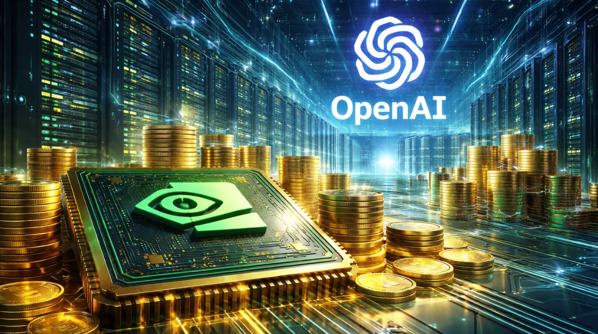 Futuristic AI data center representing Nvidia’s large-scale investment in OpenAI and expanding AI infrastructure