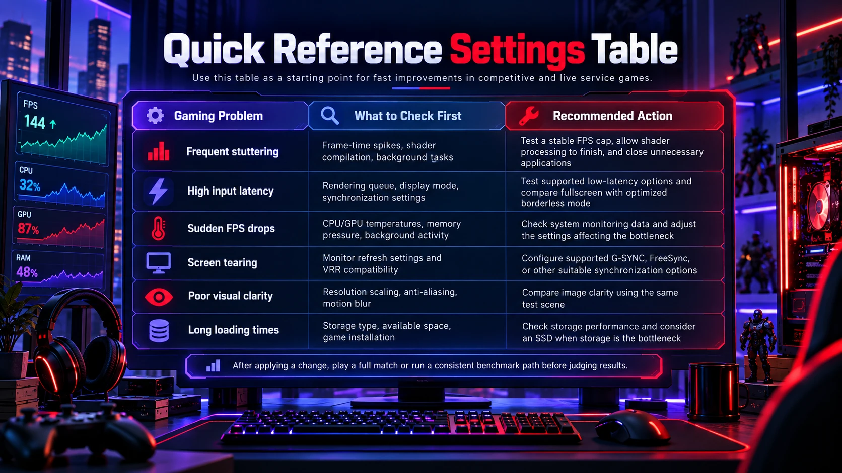Quick Reference Settings Table