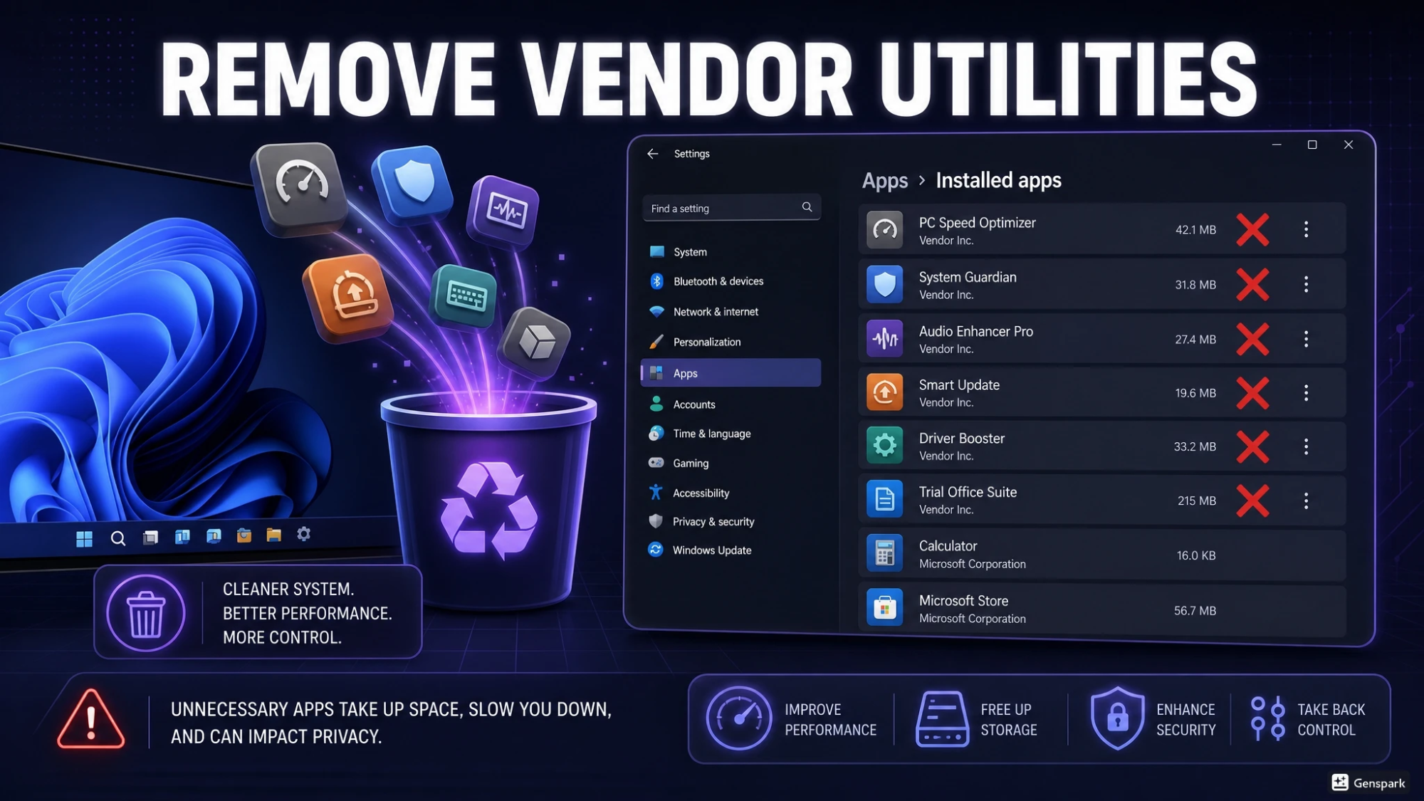Remove Vendor Utilities You Do Not Need