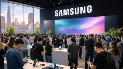 Samsung Galaxy S26 Ultra featured at Galaxy Community Connect event in San Francisco with attendees in a modern venue