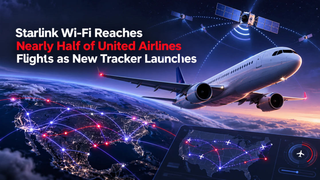 Starlink Wi-Fi Reaches Nearly Half of United Airlines Flights as New Tracker Launches
