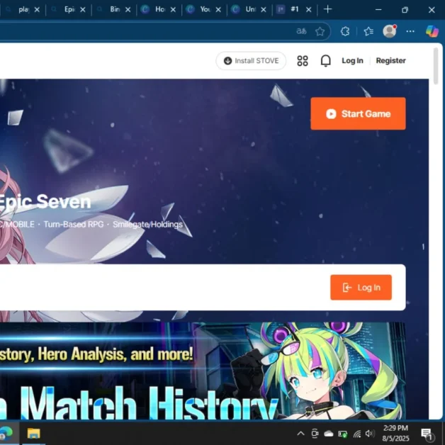 STOVE client download page on Epic Seven website