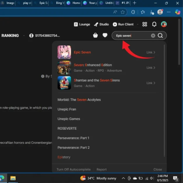  Install button on Epic Seven page in STOVE client